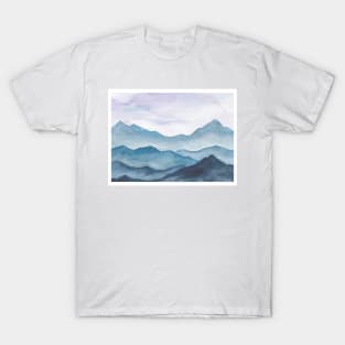 Blue Abstract Mountains T-Shirt